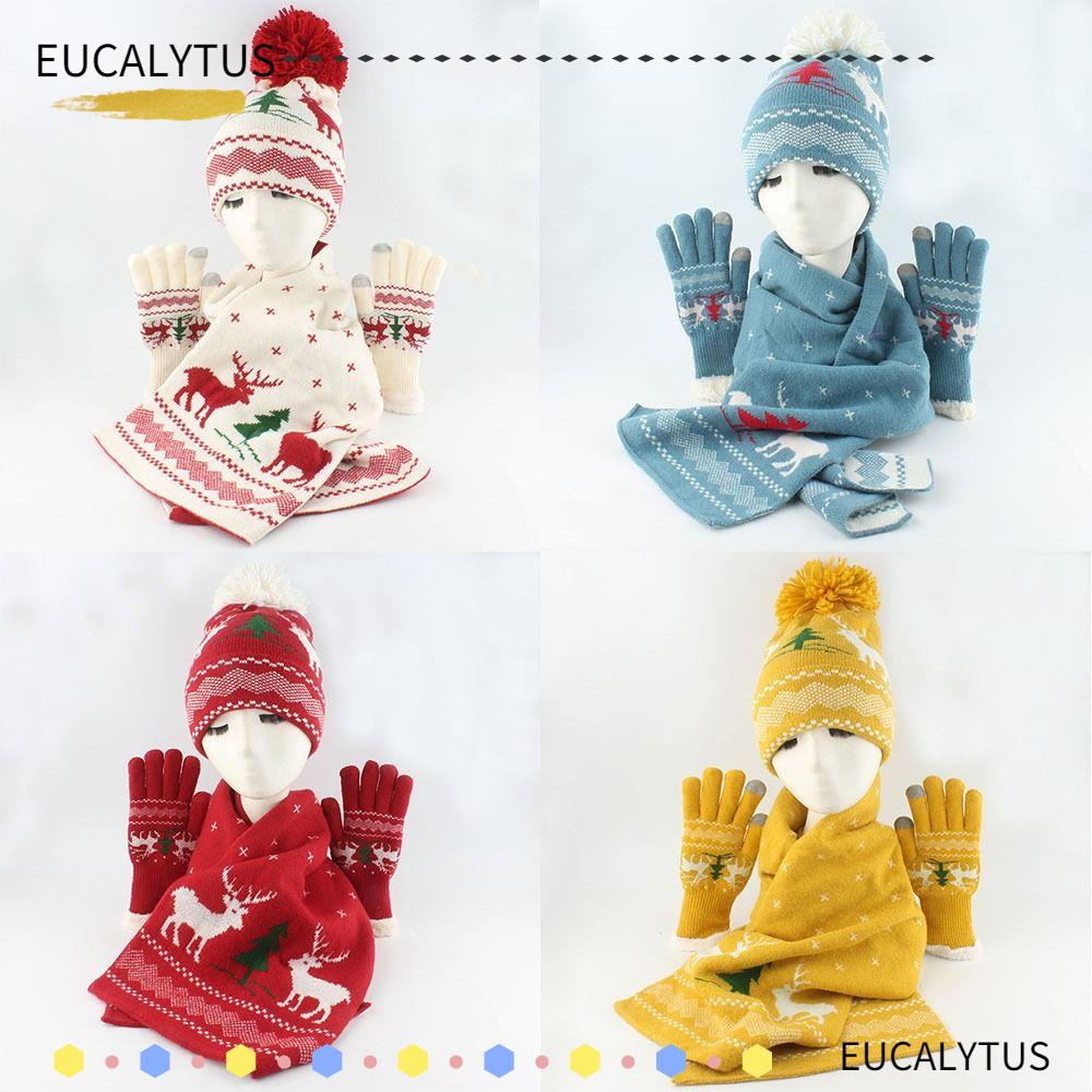 eutus-หมวกบีนนี่-ผ้าพันคอ-ผ้าถัก-ให้ความอบอุ่น-ป้องกันความหนาวเย็น-ลายคริสต์มาส-สําหรับผู้หญิง-และผู้ชาย