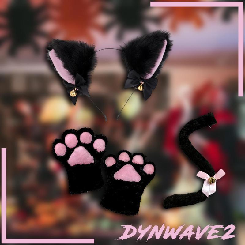 dynwave2-เครื่องแต่งกายหูแมว-และหางอุ้งเท้า-สําหรับปาร์ตี้ฮาโลวีน-วันเกิด