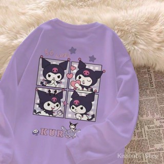 เสื้อกันหนาว ทรงหลวม พิมพ์ลาย Kuromi แฟชั่นฤดูใบไม้ผลิ และฤดูใบไม้ร่วง สําหรับเด็กผู้หญิง 2023