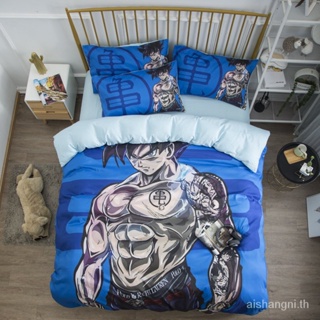 Son Goku ชุดเครื่องนอน ผ้าปูที่นอน ผ้าห่ม ลายการ์ตูนดราก้อนบอล สามชิ้น 1.8 เมตร OTBD 1.5 ชิ้น
