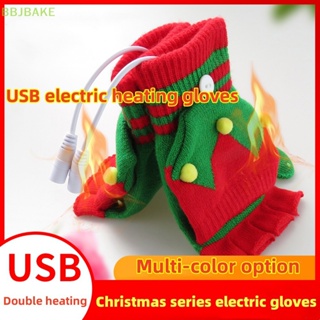 [FSBA] ถุงมืออุ่นมือไฟฟ้า แบบชาร์จ USB ลายคริสต์มาส สําหรับฤดูหนาว KCB
