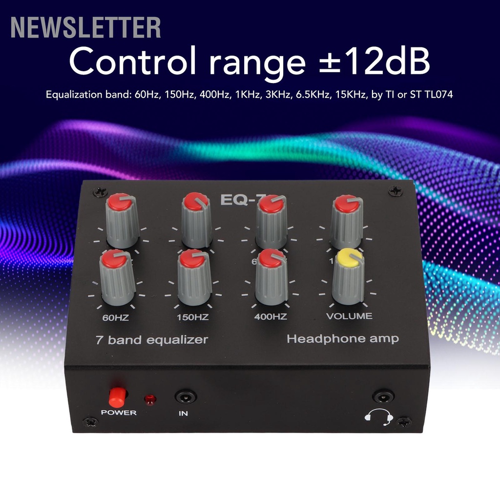 Newsletter 7 Band Equalizer RCA อินพุตเอาต์พุตปริมาณปรับได้ 2 ช่องรถ EQ
