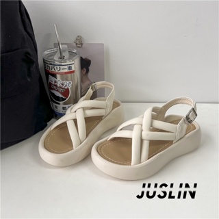 JUSLIN   รองเท้าแตะผู้หญิง ส้นแบน ใส่สบาย สไตล์เกาหลี รองเท้าแฟชั่น 2023 ใหม่  High quality สบาย Korean Style ทันสมัย B98G0GV 37Z230910