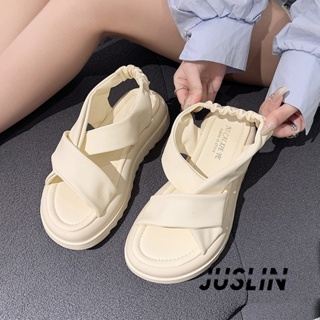 JUSLIN   รองเท้าแตะผู้หญิง ส้นแบน ใส่สบาย สไตล์เกาหลี รองเท้าแฟชั่น 2023 ใหม่  Chic ทันสมัย Korean Style พิเศษ B98G0TN 37Z230910