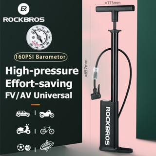 Rockbros ปั๊มลมแรงดันสูง 160PSI พร้อมบารอมิเตอร์ สําหรับรถจักรยานยนต์ รถยนต์ สกูตเตอร์