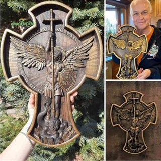 Erck&gt; ใหม่ ฟิกเกอร์เรซิ่น รูปปั้นนางฟ้า Battle Angel Saint Michael Archangel สําหรับตกแต่งบ้าน