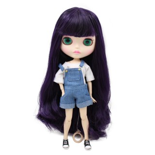 Icy DBS Blyth Doll bjd ข้อต่อบอดี้ สีขาว เนื้อแมตต์ BL169 ผมสีม่วง 30 ซม. L486