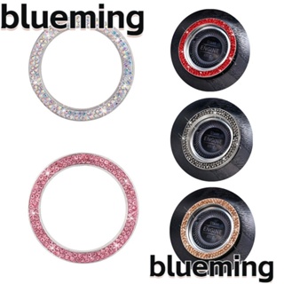 Blueming2 ฝาครอบสวิตช์ปุ่มกดสตาร์ทรถยนต์ ทรงกลม ประดับเพชร