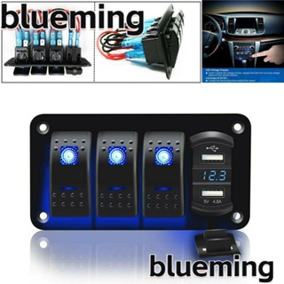 Blueming2 แผงสวิตช์โยก LED 12V 24V พอร์ต USB คู่ อุปกรณ์เสริม สําหรับรถยนต์ RV