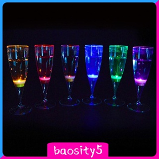 [Baosity5] ชุดถ้วยแชมเปญ มีไฟ LED 6 ชิ้น สําหรับบ้าน บาร์ กลางแจ้ง