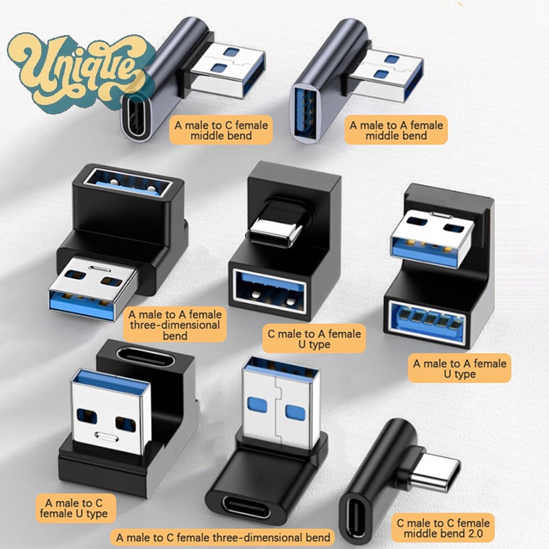 (Unique) อะแดปเตอร์ USB-A 90 องศา USB C เป็น USB A มุมขวา A 3.0 ตัวผู้ ...