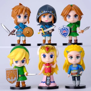 โมเดลฟิกเกอร์ Pvc รูป The Legend of Zelda Link Figures Periphery Q Version ของเล่นสะสม สําหรับเด็ก 6 ชิ้น ต่อชุด