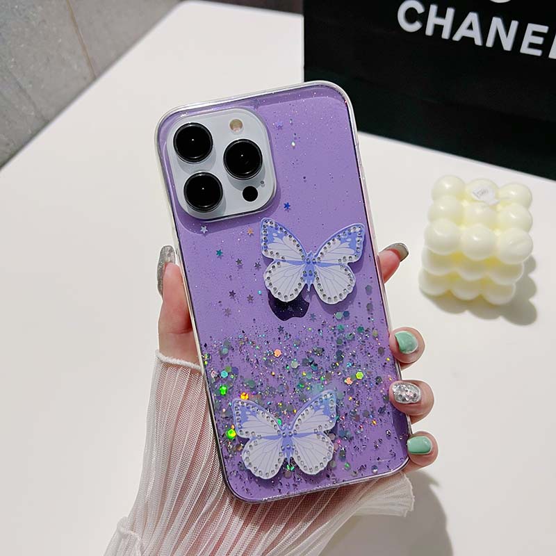 เคสโทรศัพท์มือถือ-ซิลิโคนนิ่ม-ปิดด้านหลัง-ลายผีเสื้อ-ท้องฟ้ากลางคืน-หรูหรา-สําหรับ-iphone-15-plus-pro-max