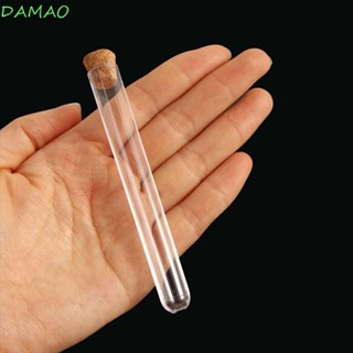 Damao หลอดทดลองทางวิทยาศาสตร์ พลาสติกใส พร้อมจุกไม้คอร์ก สําหรับห้องปฏิบัติการเคมี