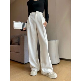 FLC3 Alexa * r W * g AW 23 autumn and winter new casual mid-waist ribbon straight pants waist head stitching logo letter ribbon added on both sides