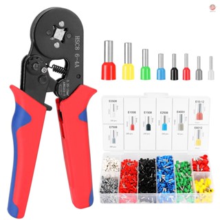 Ferrule Crimper - HSC8 6-4 0.25-10m㎡ AWG23-7 Crimping Tool Kit with 1200pcs Wire Ferrules for Easy Wire Terminal Crimping