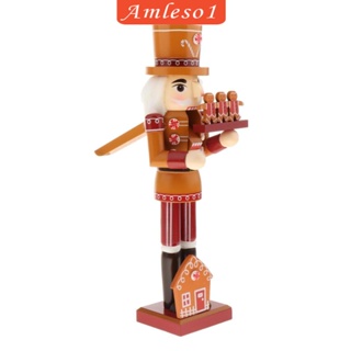 [Amleso1] ฟิกเกอร์หุ่นตุ๊กตาไม้ รูปทหาร แครกเกอร์ 36 ซม. ของขวัญสําหรับเด็ก