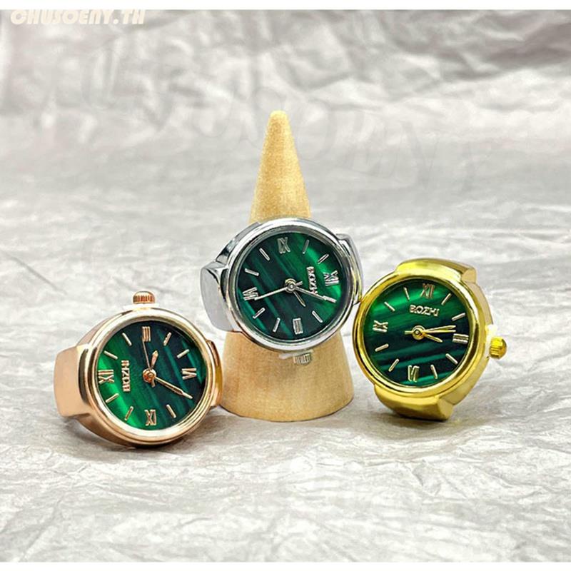 แหวนนาฬิกาข้อมือควอตซ์-พรีเมี่ยม-สีเขียว-กันน้ํา-สไตล์พังก์-วินเทจ-โรมัน