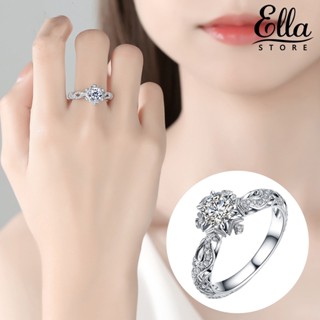 Ellastore123 แหวนหมั้นแต่งงาน ประดับพลอยเทียม หรูหรา ปรับได้ ของขวัญวันเกิด สําหรับผู้หญิง