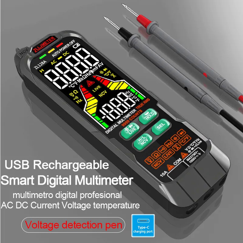 USB Charge Smart Multimetro Digital Profesional AC DC Current Voltage ...