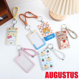 AUGUSTUS Unique Korean Style Pendant Personality Card Holder Women Key Chain Cute Slide Cover Key Holder Bus Card Cover Access Card Protective Case Children Gift Key Ring Ornaments