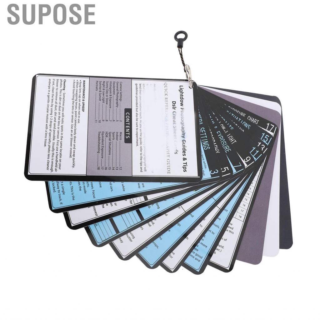 Supose DSLR Cheat Sheet White Balance Gray Card Bundle Quick Reference
