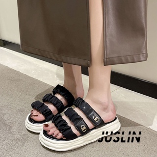 JUSLIN   รองเท้าแตะผู้หญิง ส้นแบน ใส่สบาย สไตล์เกาหลี รองเท้าแฟชั่น 2023 ใหม่  Trendy Korean Style สบาย คุณภาพสูง B28G15O 37Z230910