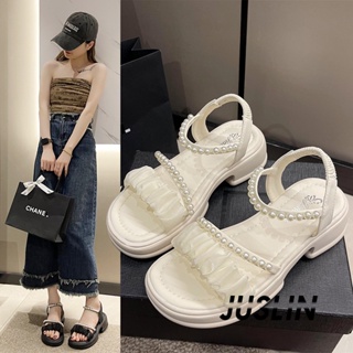 JUSLIN   รองเท้าแตะผู้หญิง ส้นแบน ใส่สบาย สไตล์เกาหลี รองเท้าแฟชั่น 2023 ใหม่  พิเศษ Chic รุ่นใหม่ Korean Style B98G0J1 37Z230910
