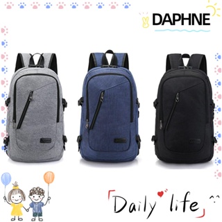 Daphne กระเป๋าเป้สะพายหลัง ผ้าแคนวาส ขนาดใหญ่ กันน้ํา ทนทาน สีเทา สีฟ้า สีดํา สําหรับใส่แล็ปท็อป เดินทาง