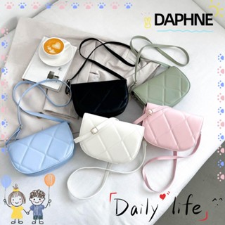 Daphne กระเป๋าสะพายไหล่ สะพายข้าง หนัง Pu สายโซ่ ทรงกลม สีพื้น สําหรับผู้หญิง