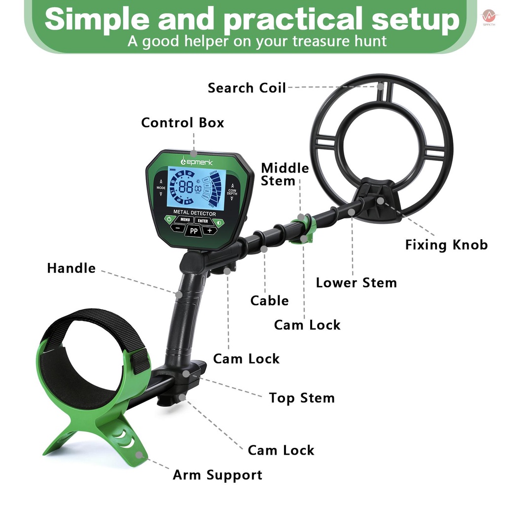 lepmerk-metal-detector-with-higher-accuracy-lcd-display-adjustable-stem-10-search-coil-coin-amp-treasure-hunter-green