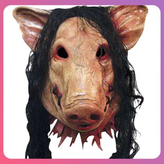 สร้างสรรค์ฮาโลวีนหัวหมูหน้ากากน่ากลัวแปลกสยองขวัญด้วยหน้ากากผมเครื่องแต่งกายคอสเพลย์สมจริงยางฮาโลวีนเทศกาลวัสดุพรรคเหตุการณ์หน้ากาก [COD]