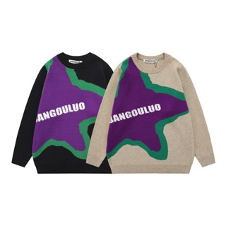 Bangouluo- ผลักดันหลัก! เสื้อกันหนาว ลายดาวห้าแฉก ขนาดใหญ่ และโลโก้ตัวอักษรแบรนด์ด้านหน้า เหมาะกับทั้งชาย และหญิง ใส่ได้ทั้งภายใน และภายนอก Jwre