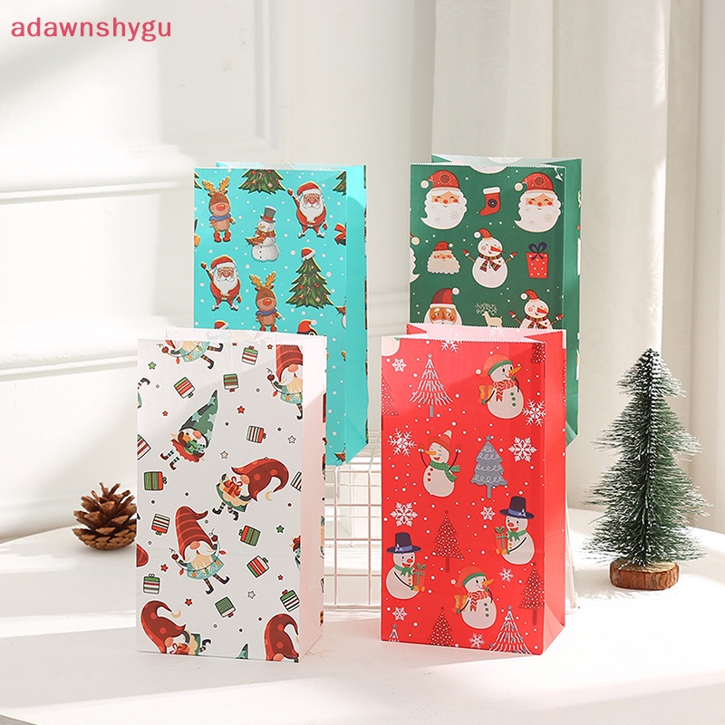 adagu-ถุงกระดาษคราฟท์-ลายการ์ตูนสโนว์แมน-ซานตาคลอส-สําหรับใส่ของขวัญ-ตกแต่งปาร์ตี้คริสต์มาส-5-ชิ้น-ต่อชุด