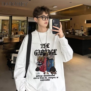 DaDuHey🔥 Mens Spring/Autumn Fashion Loose Spider Print round Neck Long Sleeve Top 2023 Hong Kong Style Fashion Brand Thin All-Matching Sweater