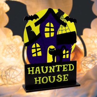 Halloween_ป้ายไม้ตั้งโต๊ะ หรูหรา สไตล์ฮาโลวีน สําหรับตกแต่งบ้าน