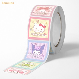 Families&gt; สติกเกอร์เทปกาว ลายการ์ตูนอนิเมะ Sanrio Kawaii น่ารัก มีกาวในตัว สําหรับตกแต่งสมุด 500 ชิ้น ต่อม้วน