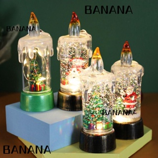 Banana1 เทียนไฟฟ้า LED รูปซานต้าคลอส สโนว์แมน ไร้เปลวไฟ 3 สี ใช้แบตเตอรี่ สําหรับตกแต่งต้นคริสต์มาส ห้องนอน
