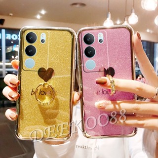 ใหม่ เคสโทรศัพท์มือถือแบบแข็ง แต่งกลิตเตอร์ พร้อมแหวนขาตั้ง สําหรับ VIVO V29 V27 V27e Y78 Y27 Y36 Y02T Y02A 5G 4G V29 VIVOY27 2023