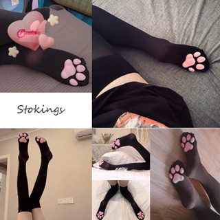 Purelove&gt; ถุงเท้าข้อสูง ลายอุ้งเท้าแมว 3D สไตล์โลลิต้า สําหรับผู้หญิง
