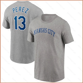 เสื้อยืดแขนสั้น พิมพ์ลาย Kansas City Royals Perez 23 MLB พลัสไซซ์ สําหรับผู้ชาย และผู้หญิง
