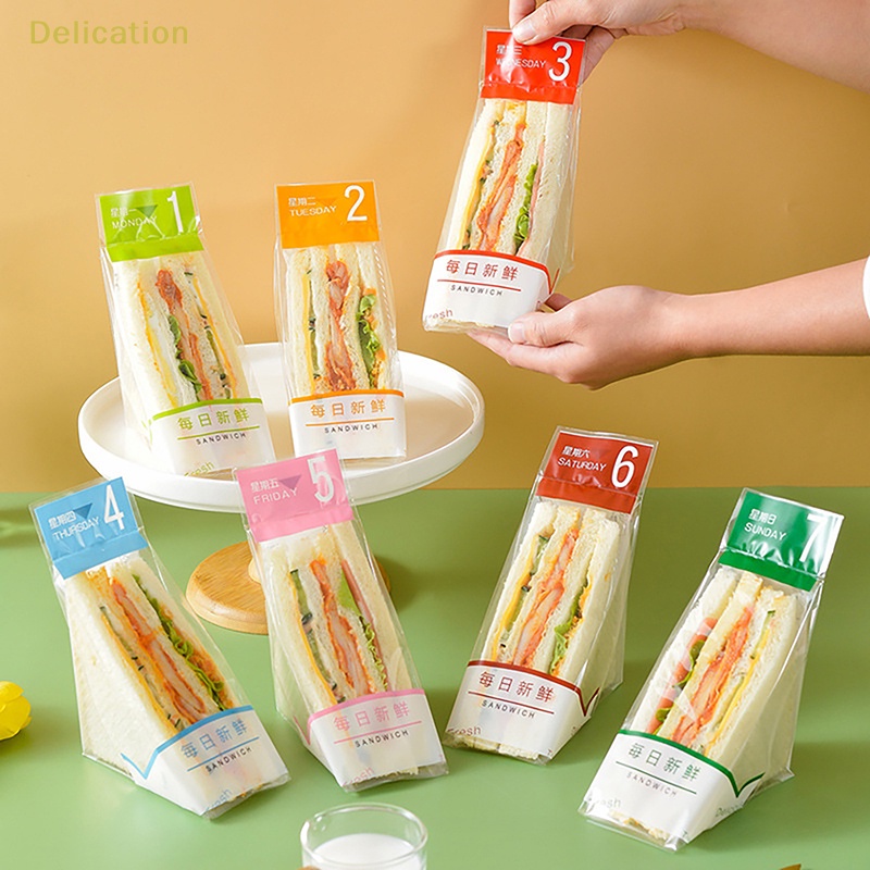 delication-ถุงพลาสติก-ทรงสามเหลี่ยม-ฉีกง่าย-สําหรับใส่แซนวิช-ขนมปัง-เค้ก-อาหารเด็ก-100-ชิ้น