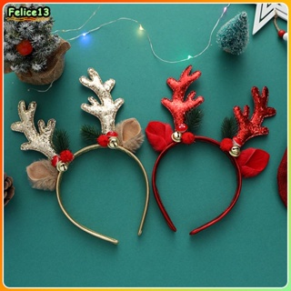 น่ารักคริสต์มาสHeadbands Partyอุปกรณ์ตกแต่งสำหรับเด็กและเด็กผู้หญิงSequined Antlers Bellsอุปกรณ์เสริมผม-FE