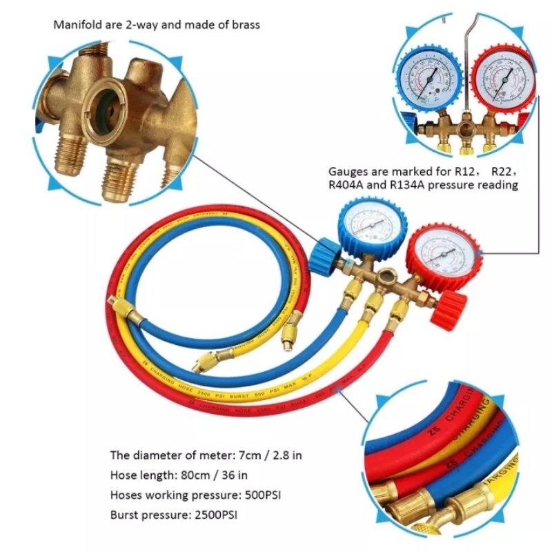 ct-536g-เกจ์ชุดเติมน้ำยาแอร์-เกจ์วัดน้ำยาแอร์-สาย-35-นิ้ว-r134a-r12-r22-r404-r410aเกจ์เติมน้ำยาแอร์-ส่งของจากไทย