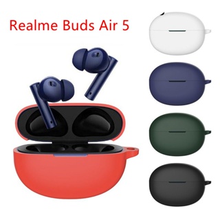 เคสหูฟังซิลิโคนนิ่ม สีพื้น พร้อมตะขอ สําหรับ Realme Buds Air 5 Pro Realme Buds Air 5