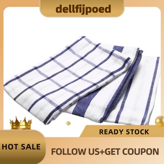 【dellfijpoed】ผ้าขนหนู ผ้าฝ้าย 100% ลายสก๊อต สีฟ้า สีขาว คุณภาพสูง สําหรับห้องครัว 3 ชิ้น