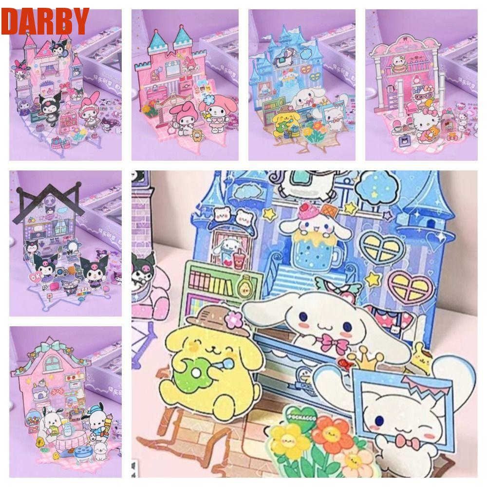 darby-หนังสือสติกเกอร์-ลายการ์ตูนอนิเมะ-kuromi-kt-cat-my-melody-diy-สําหรับเด็ก