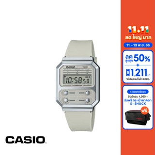 CASIO นาฬิกาข้อมือ CASIO รุ่น A100WEF-8ADF วัสดุเรซิ่น สีเทา