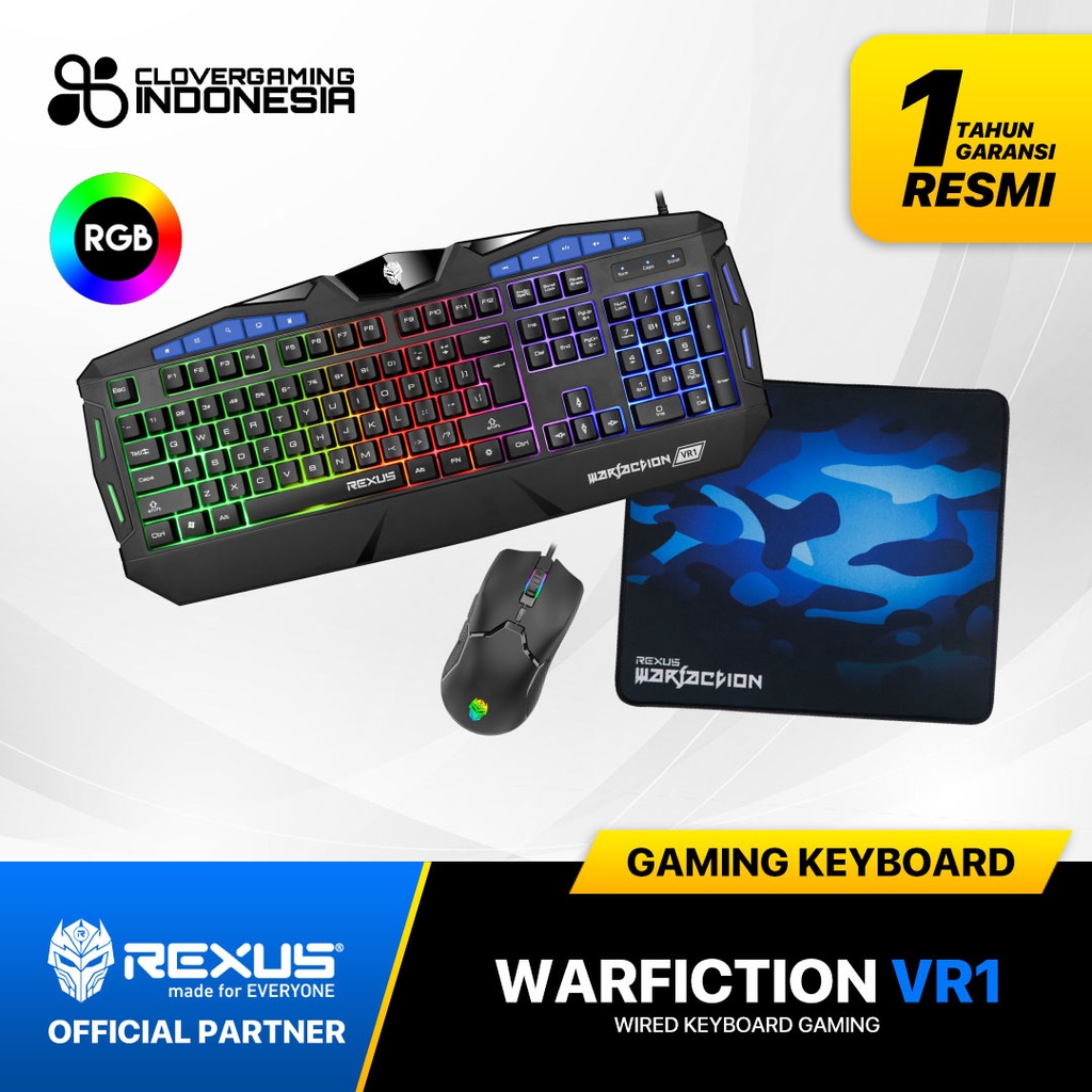 Rexus Warfaction VR1 คอมโบ || ชุดคีย์บอร์ดเมาส์สําหรับเล่นเกม | Shopee ...
