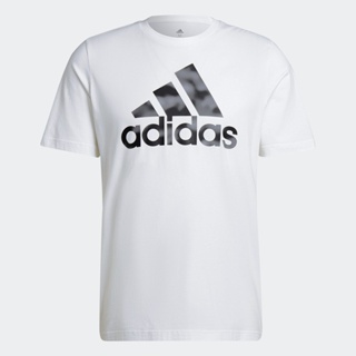 adidas ไลฟ์สไตล์ เสื้อยืดพิมพ์ลายพราง Essentials ผู้ชาย สีขาว HL6930